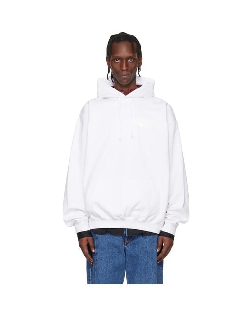 Vetements White Taped Logo Hoodie for men