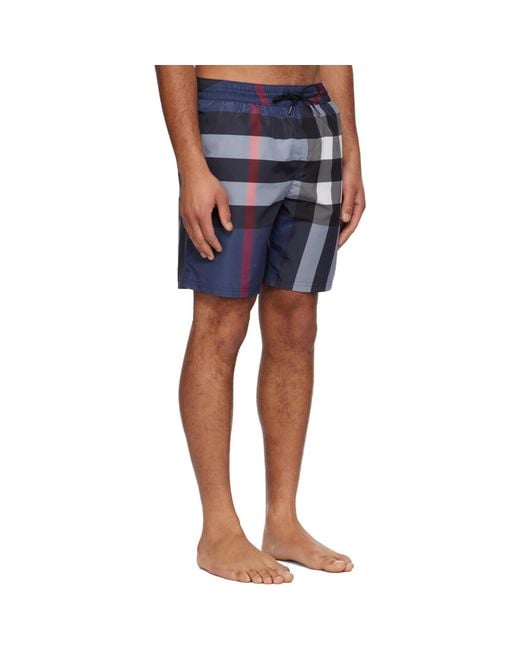 Burberry Blue Check Swim Shorts for men