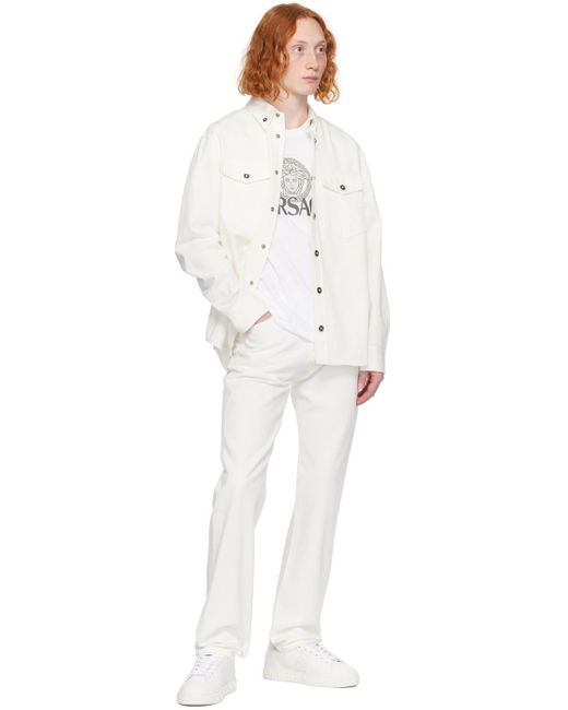 Jean ajusté blanc Versace pour homme en coloris White