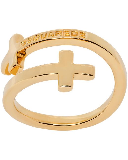Dsqua2 bague dorée à croix DSquared² pour homme en coloris Metallic