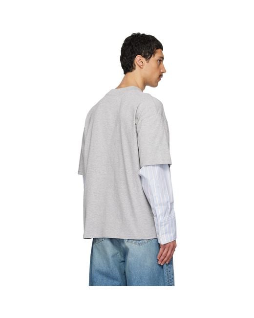 Egonlab Gray Sculpted Cotton Shirt T-Shirt for men