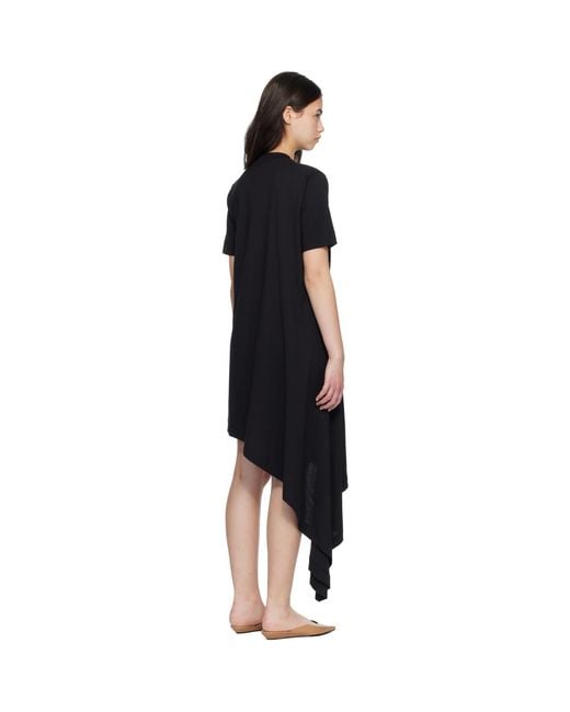 Loulou de Saison Black Igari Asymmetric T-Shirt Midi Dress