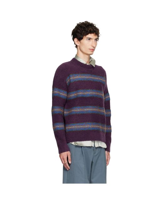 Dries Van Noten Blue Jacquard Wool Sweater for men