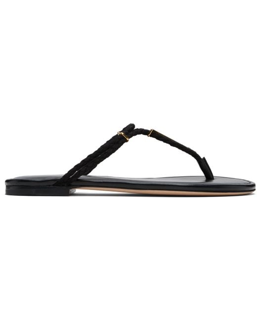 Tom Ford Black Woven Suede Lily Thong Sandals