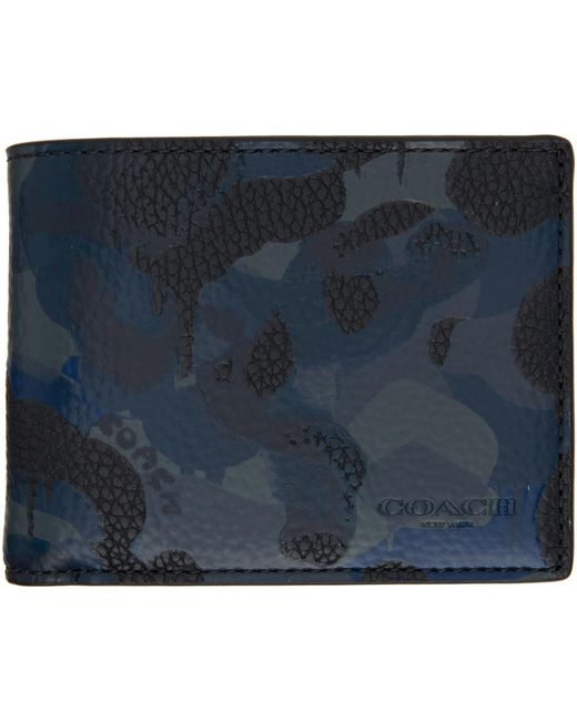 COACH Blue & Navy Slim Billfold Camo Print Wallet for men
