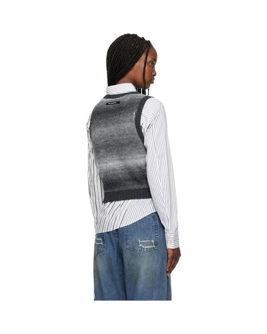 ANDERSSON BELL Black Back Knit Argyle Patched Vest