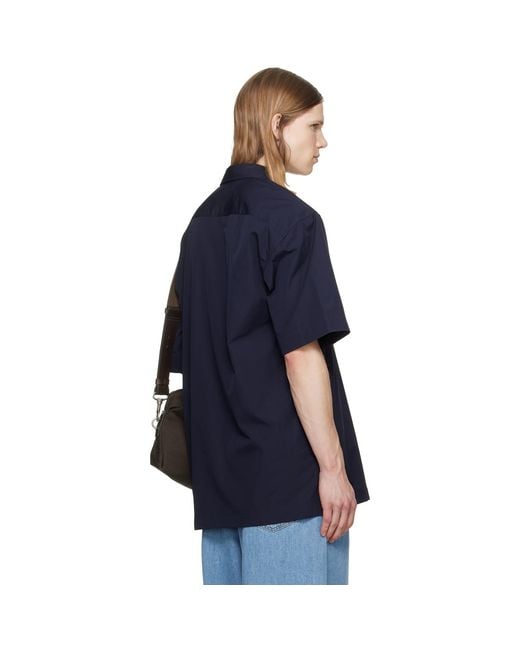 Dries Van Noten Blue Short Sleeve Cotton Shirt for men