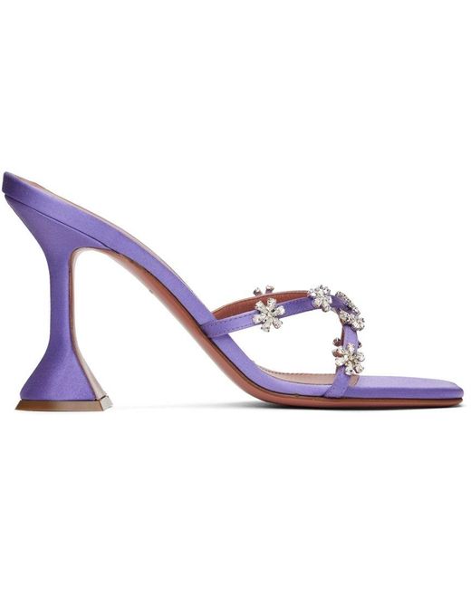 AMINA MUADDI Silk Lily Heeled Sandals in Lilac (Purple) | Lyst