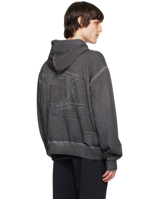 Izzue Gray Cold Dye Hoodie for men