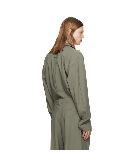 Calvin Klein Green Taupe Atlas Button-Down Shirt for men