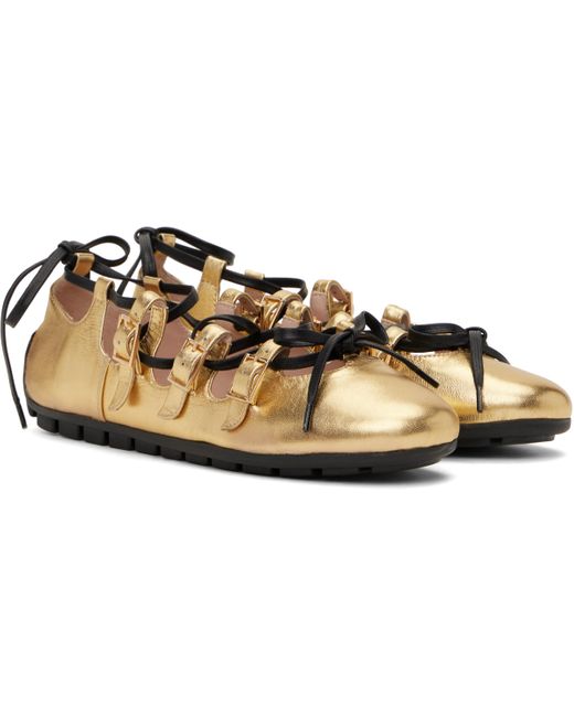 Simone Rocha Black Ghillie Grip Ballerina Flats