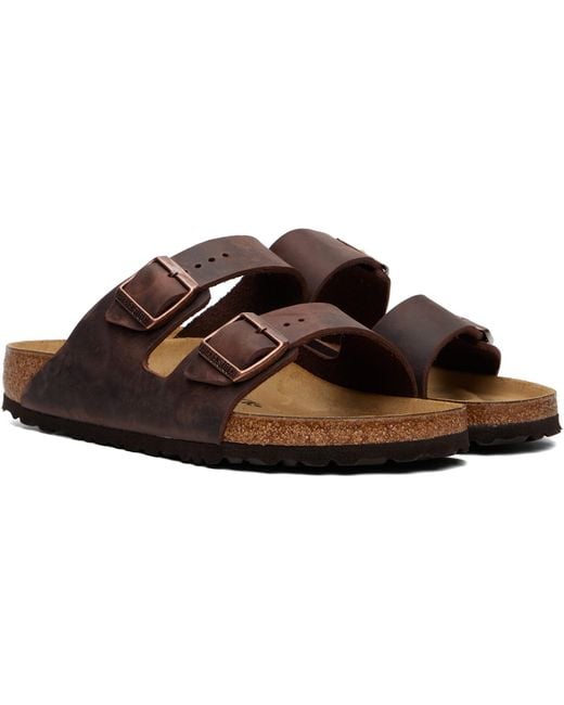 Birkenstock Brown Regular Arizona Oiled Leather Sandals for men