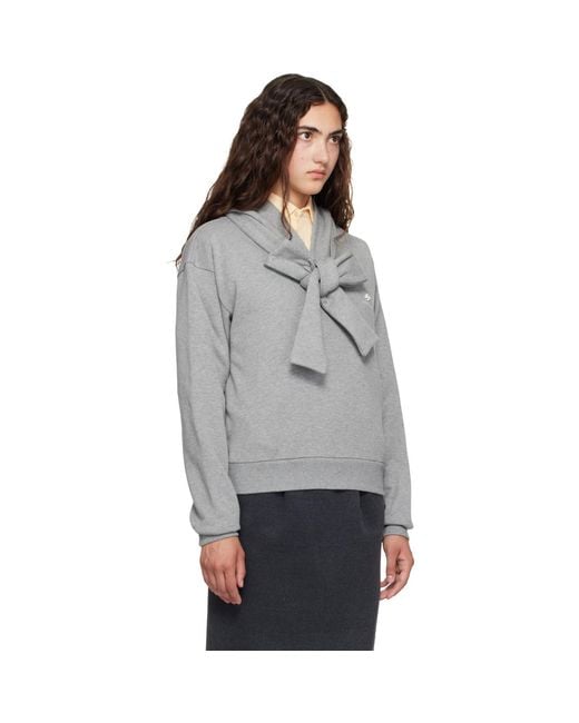 ShuShu/Tong Gray Tie Front Bow Hoodie