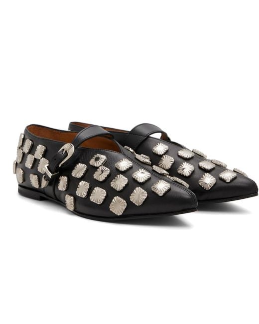 Toga Black Soft Leather Ballerina Flats