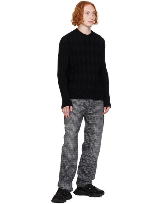 Balmain Black Monogram Jacquard Jeans for men