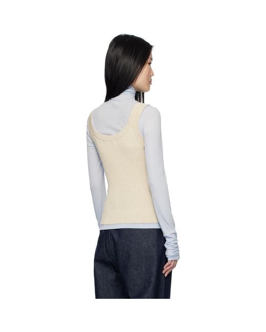 LE17SEPTEMBRE Blue Ribbed Scoop Neck Tank Top