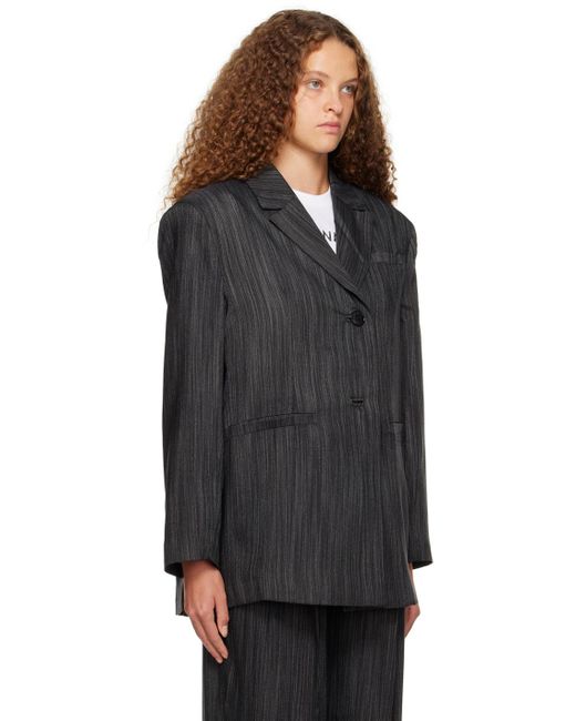 Ganni Black Striped Blazer