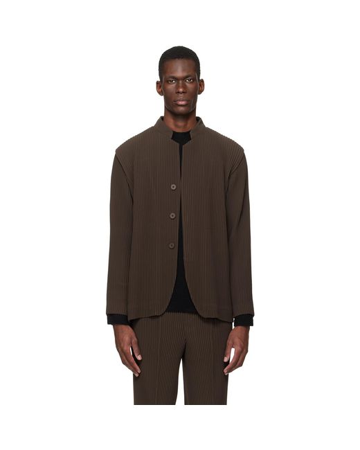 Homme Plissé Issey Miyake Brown Tuxedo Pleats Blazer for men