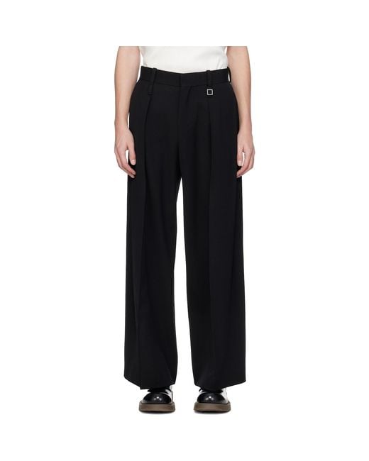 WOOYOUNGMI ブラック　Folding ワイド スラックス WOOYOUNGMI Two Tuck Wide Trousers in Black for Men | Lyst