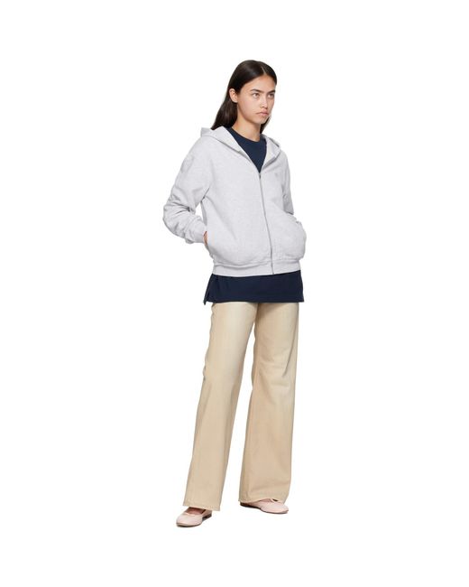 Acne White Zipper Hoodie