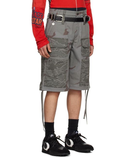MARINE SERRE Multicolor Gray Camo Shorts for men