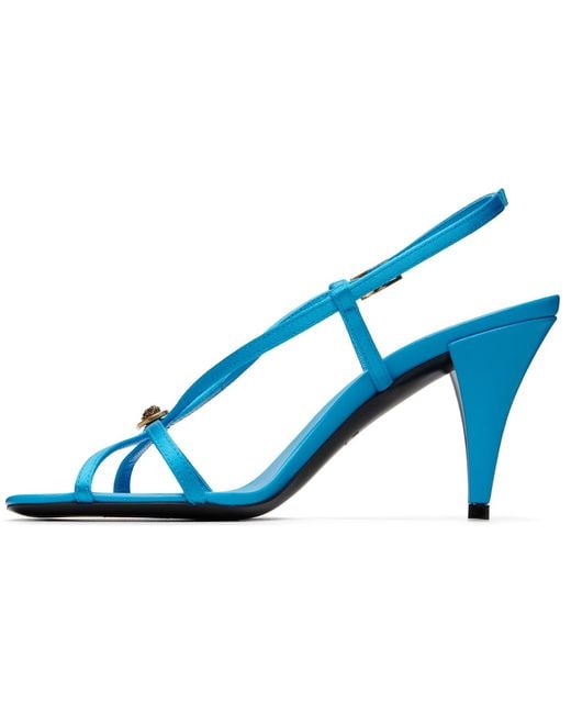 Versace Blue Valentina Satin Heeled Sandals
