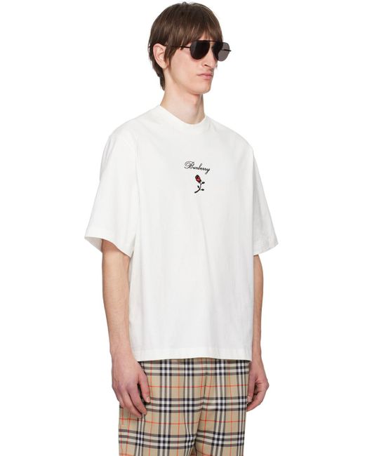 T-shirt blanc à image de rose Burberry pour homme en coloris White
