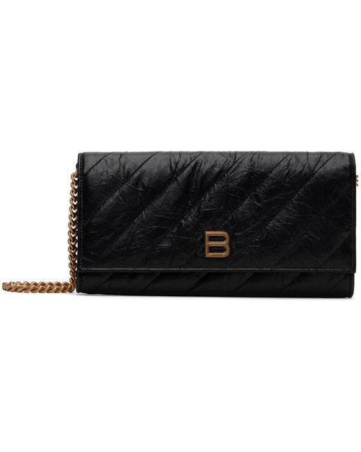 Balenciaga Black Crush Wallet On Chain Quilted Bag