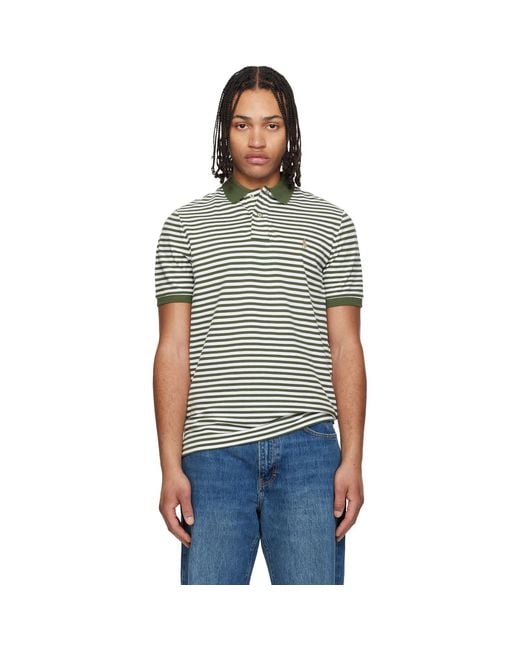 Polo Ralph Lauren Black Khaki & Classic Fit Striped Mesh Polo for men