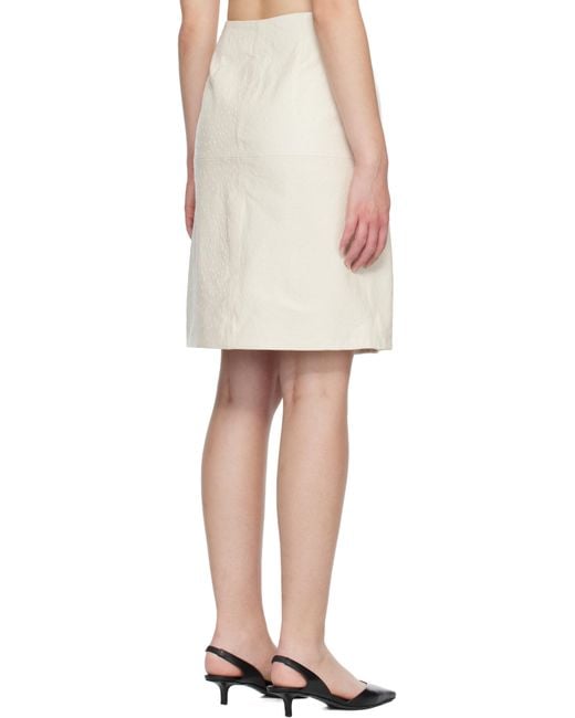 Loulou de Saison Natural Off- Gora Ostrich-Effect Wrap Leather Midi Skirt