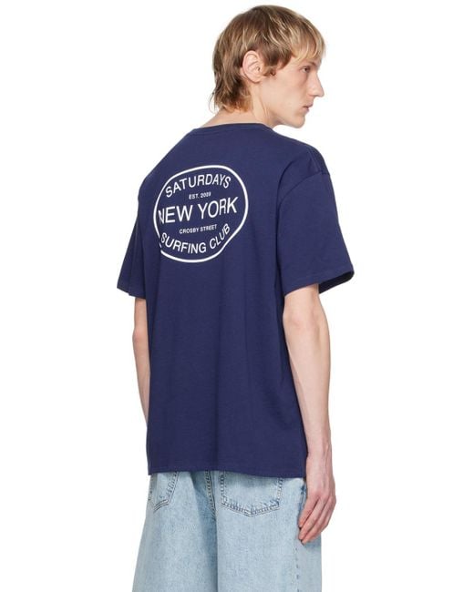メンズ Saturdays NYC ネイビー Surfing Club Standard Tシャツ Blue