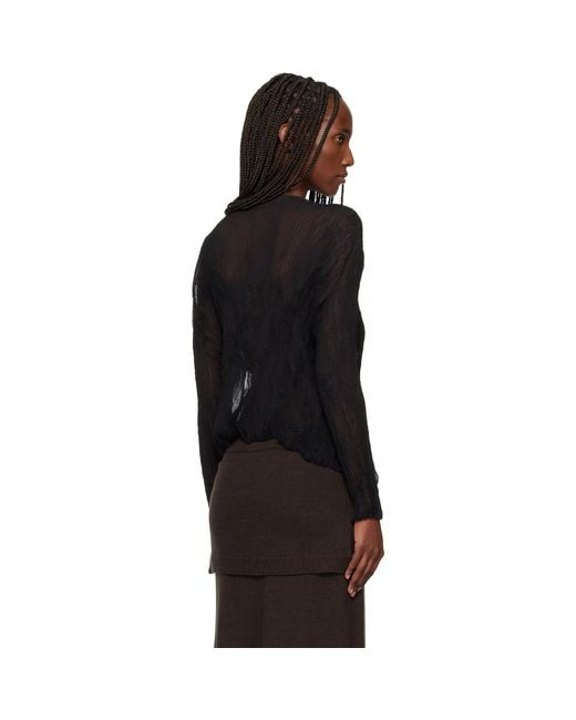 Issey Miyake Black Chiffon Twist Cardigan