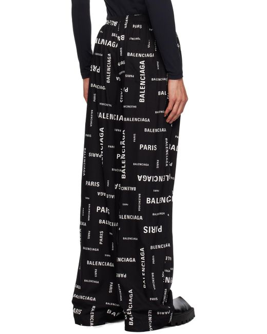 Balenciaga Black Scribble Pyjama Pants for men
