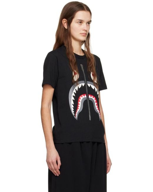 T-shirt noir à requin emblématique A Bathing Ape en coloris Black