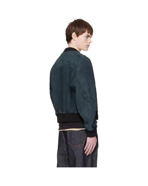 Deadwood Blue Bofinger Suede Bomber Jacket for men