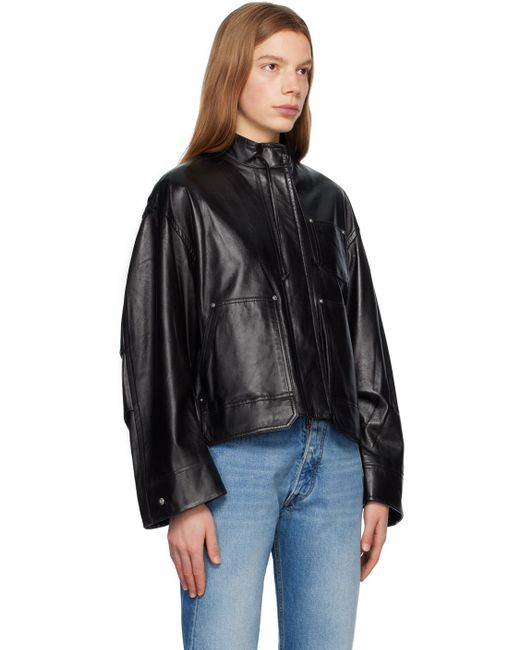 Helmut Lang Black Patch Pocket Leather Jacket