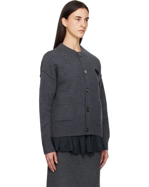 Cardigan Gris En Tricot Feutré De Laine Mérinos À Logo Ami De Cœur AMI en coloris Black