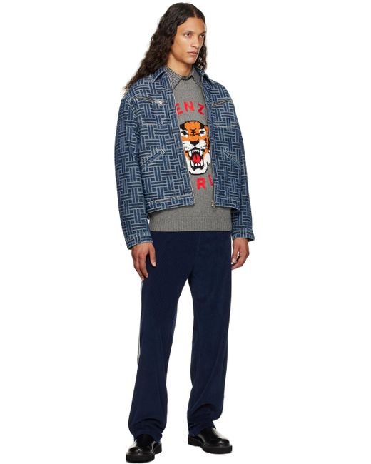 KENZO Gray Paris 'Lucky Tiger' Sweater for men