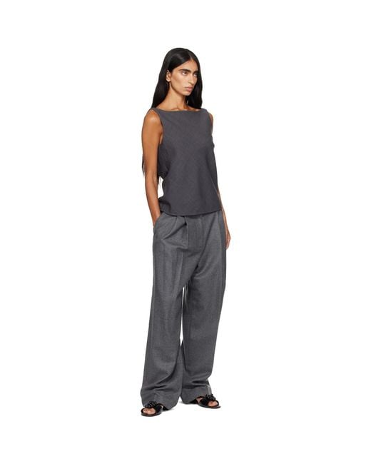 LE17SEPTEMBRE Gray Tuck Tailored Wool Trousers