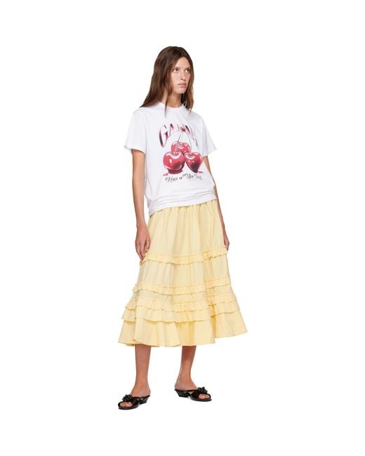 Ganni Yellow Cotton Maxi Skirt