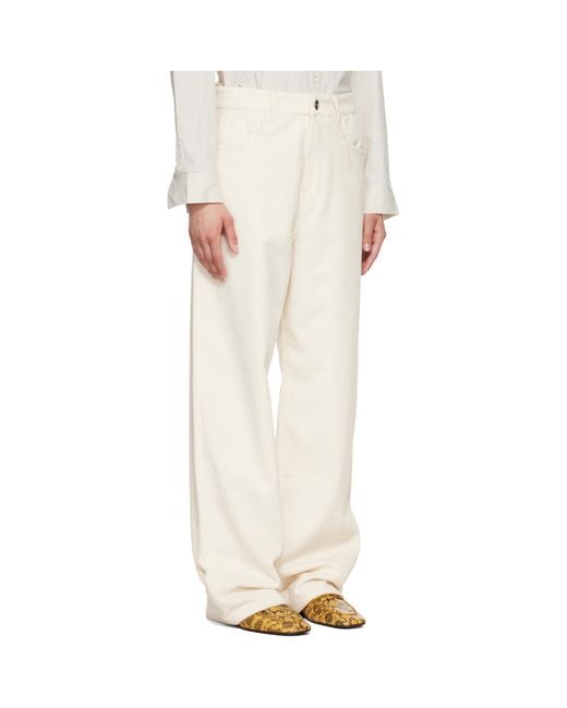 Rohe White Off- Bruun Signature Baggy Corduroy Trousers