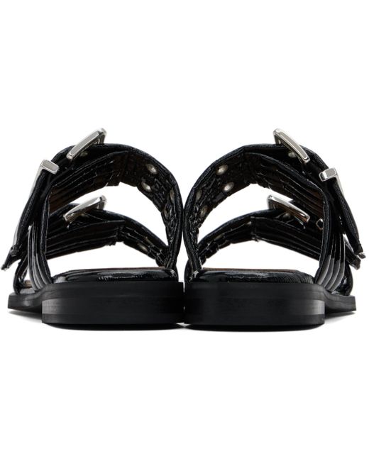 Ganni ブラック Feminine Buckle ツーストラップ サンダル Black