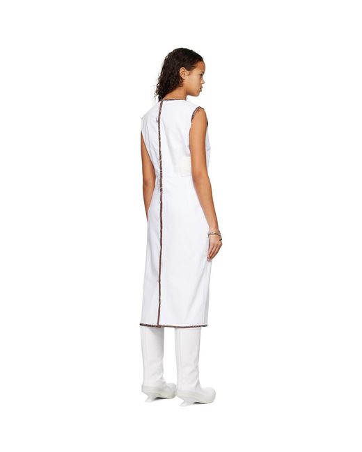 Raf Simons Black White Distressed Denim Midi Dress
