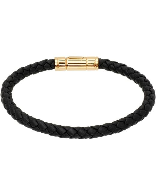 Tom Ford Black Tubular Leather Bracelet for men