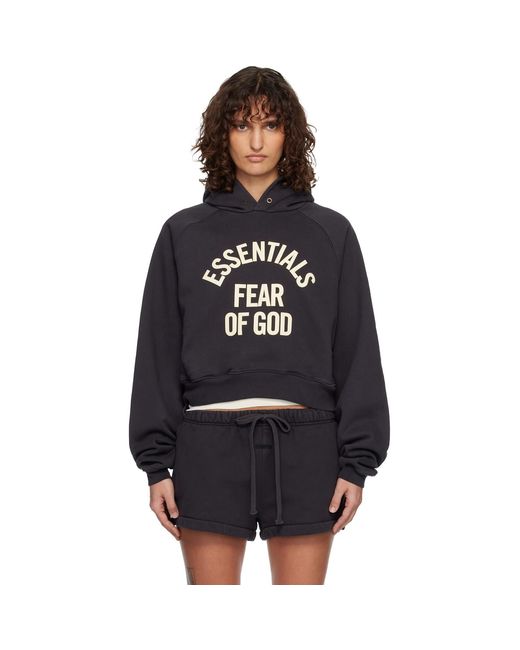 Fear Of God Black Campus 90's Cropped Raglan Hoodie