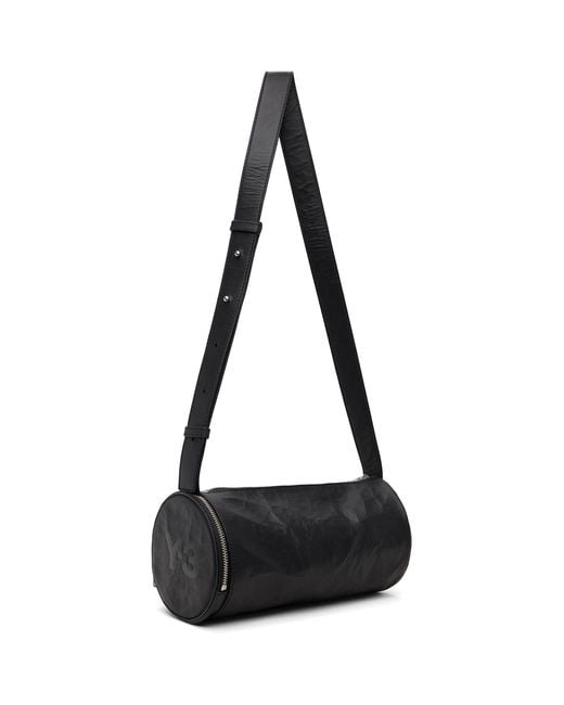 Y-3 Black Leather Barrel Bag for men