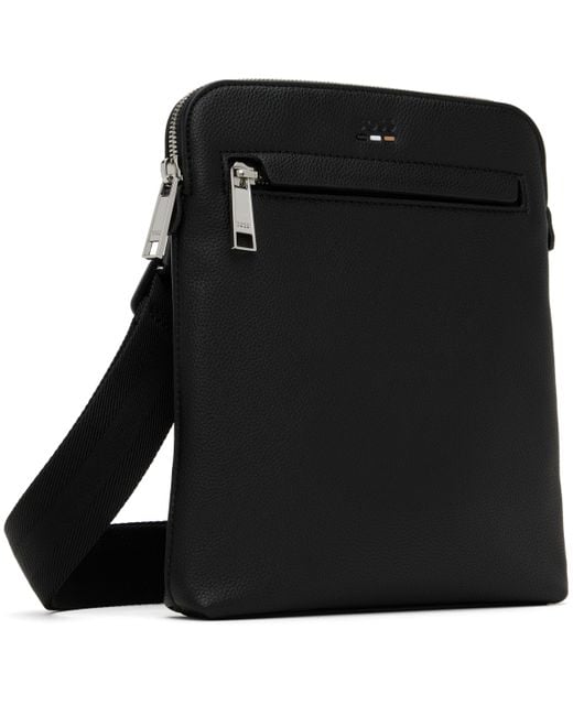Boss Black Grained Faux-Leather Bag for men