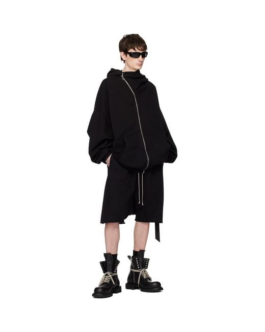 Rick Owens Black Temple Drawstring Pods Shorts for men