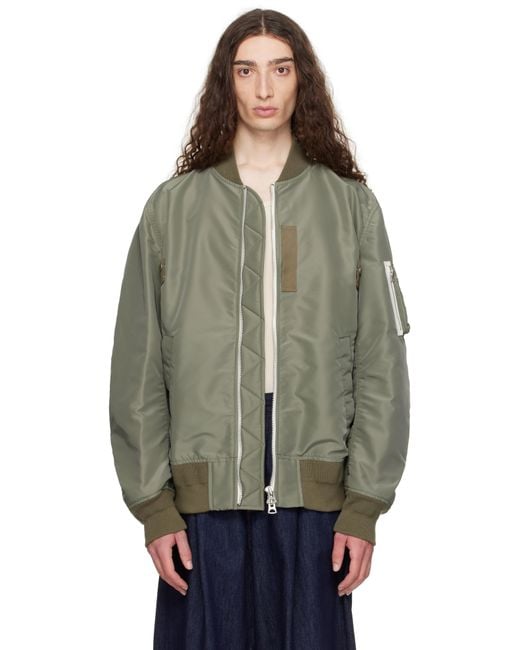 Sacai Multicolor Khaki Nylon Twill Bomber Jacket for men