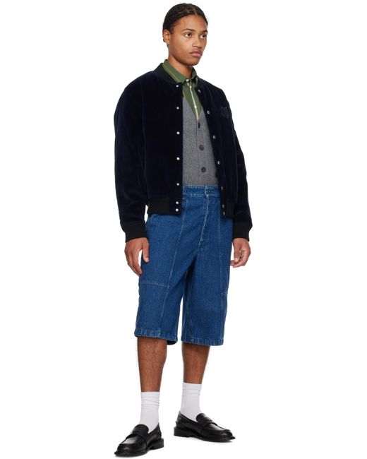 メンズ Maison Kitsuné ネイビー Teddy ブルゾンジャケット Blue